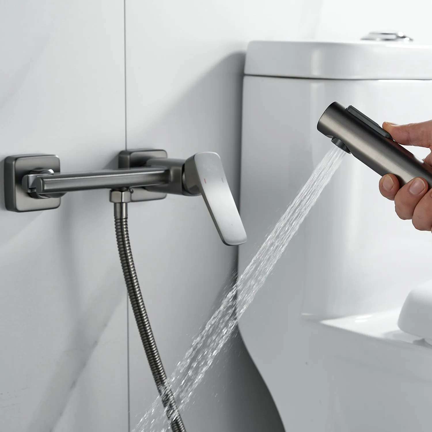 Гигиенический душ со смесителем Raffine F0599T-1, оружейная сталь