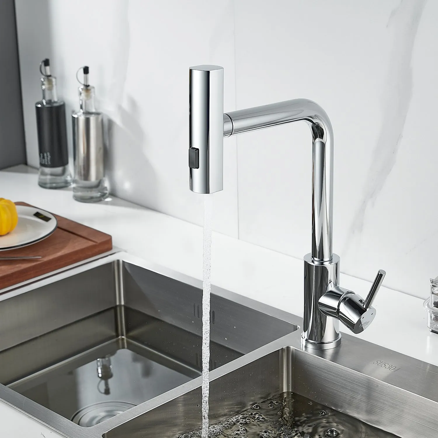 Смеситель для кухни с мультифункциональным изливом Raffine F203, хром