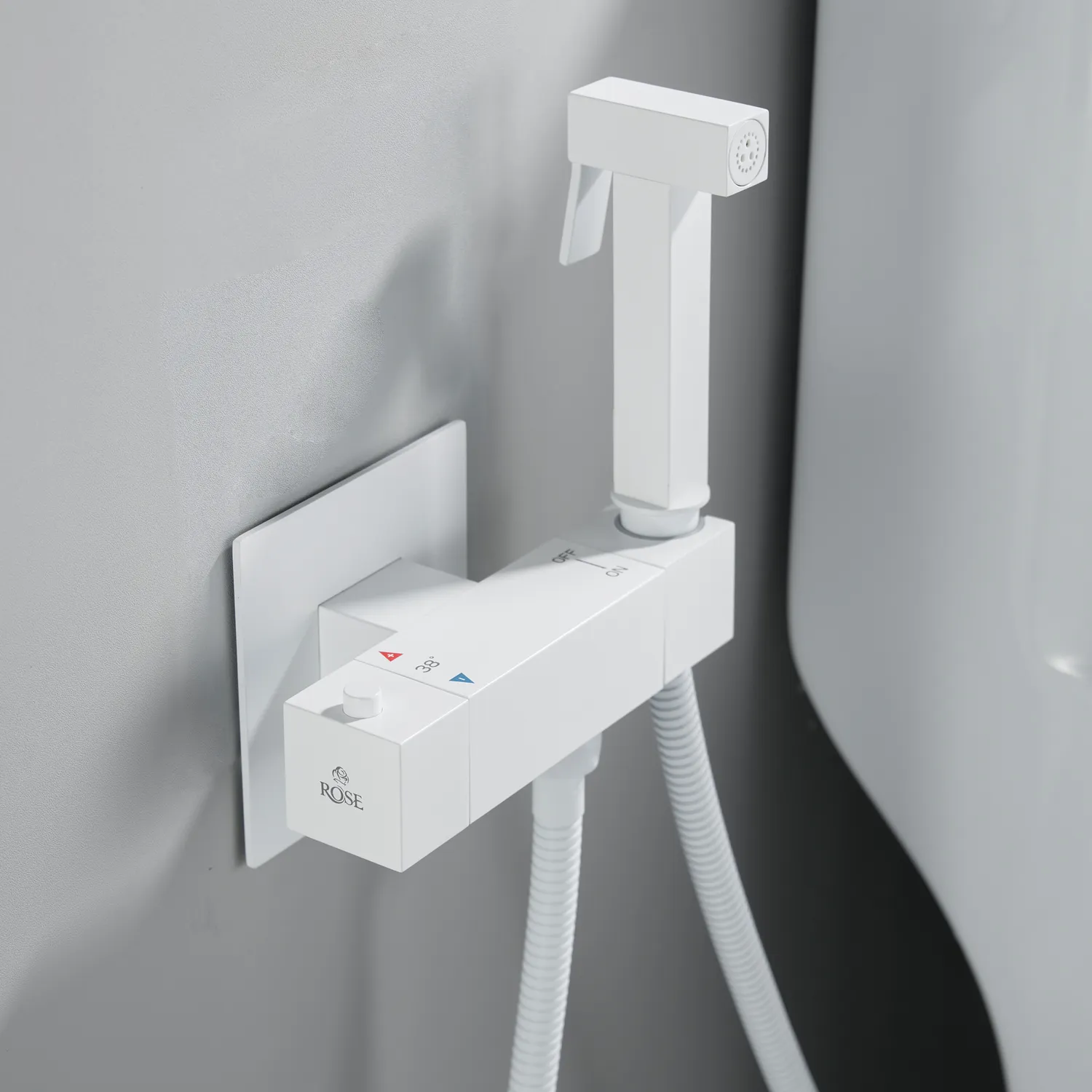 Гигиенический душ с термостатом Rose R965C, белый