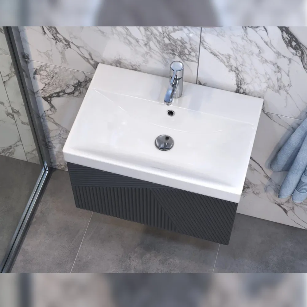 Тумба с раковиной подвесная Velvex Edge tp.EDG.9696.60.1Y графит, 60 см