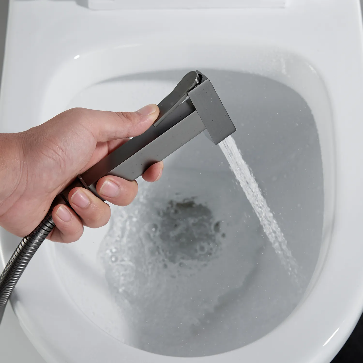 Гигиенический душ с термостатом Rose R965T, оружейная сталь