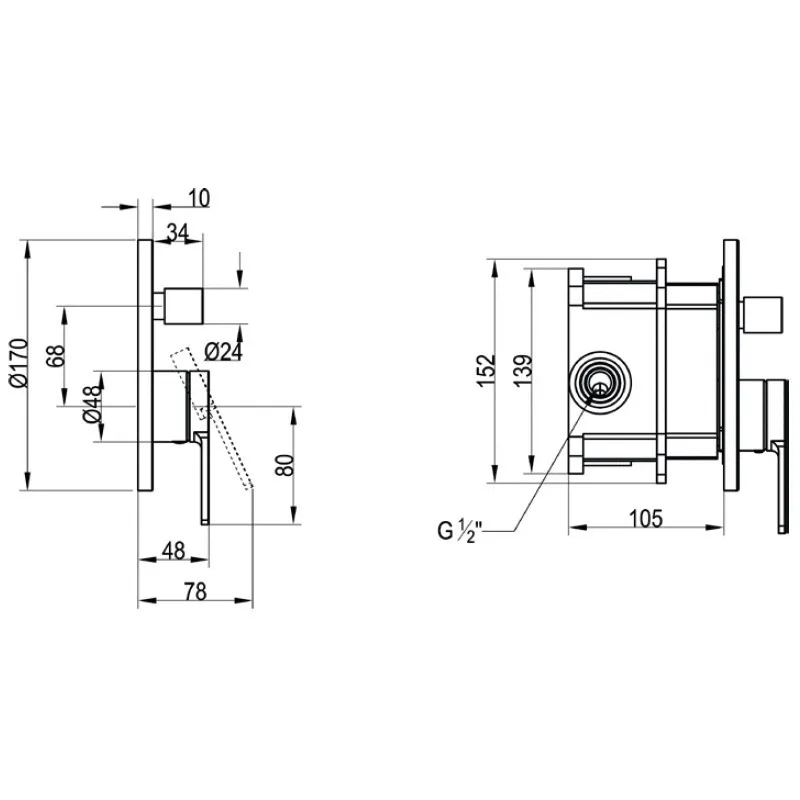 Смеситель для ванны Villeroy & Boch Architectura (TVS10335300061) скрытого монтажа