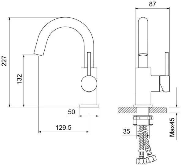 Смеситель для раковины AQUATEK ЕВРОПА, без донного клапана, хром AQ1307CR