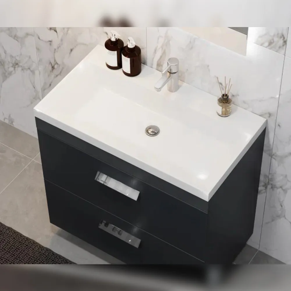 Тумба с раковиной напольная Velvex Orlando tn.ORL.CLA.80.2Y графит, 80 см