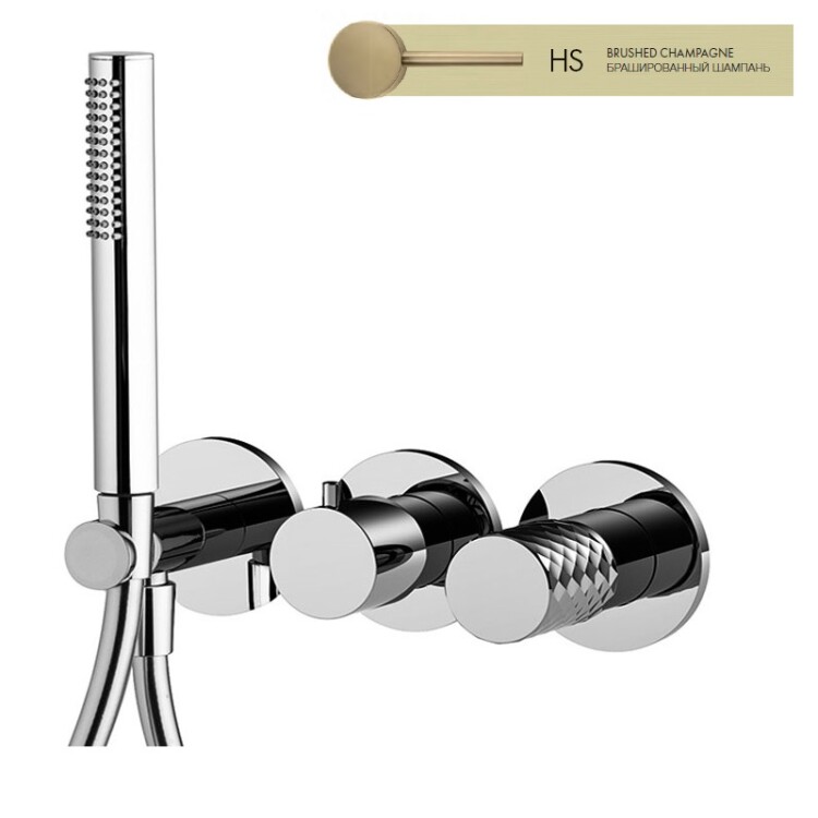 Смеситель для душа Fima Carlo Frattini Spillo Tech, на 2 потребителя, шампань брашированная (F3049TWX3GHS)