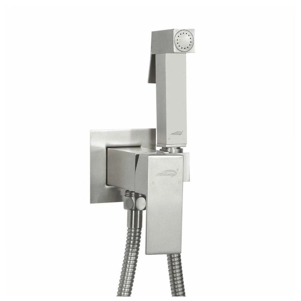 Гигиенический душ со смесителем встраиваемый Hansberge H3077NK, никель