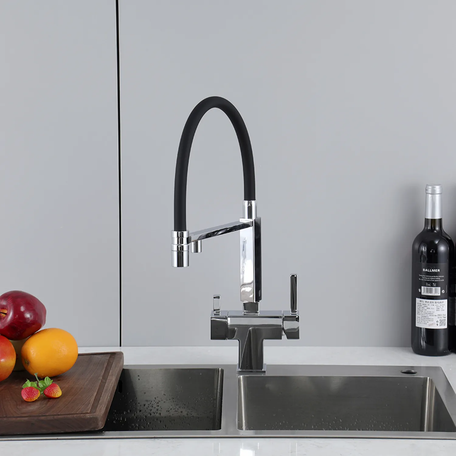 Смеситель для кухни с гибким изливом и подключением фильтра GAPPO G4395-50, хром