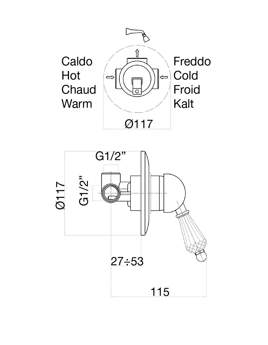 Смеситель для душа Fiore IMPERIAL- SKY  (SWAROVSKI®) 82OO5130, золото