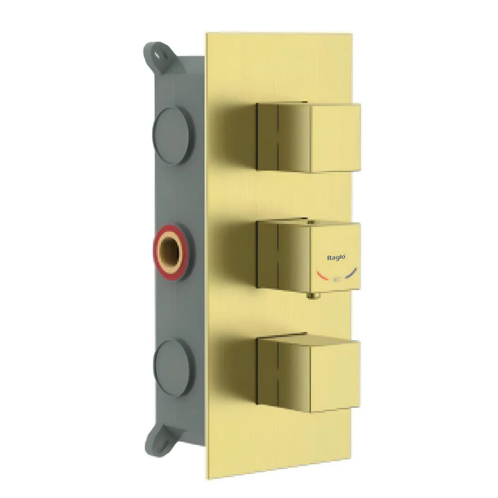 Смеситель для душа термостат Raglo R02.263.03, золотой сатин