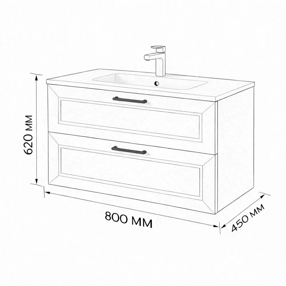 Тумба с раковиной подвесная (80см) Terminus Victoria VIC10802900301O, белый