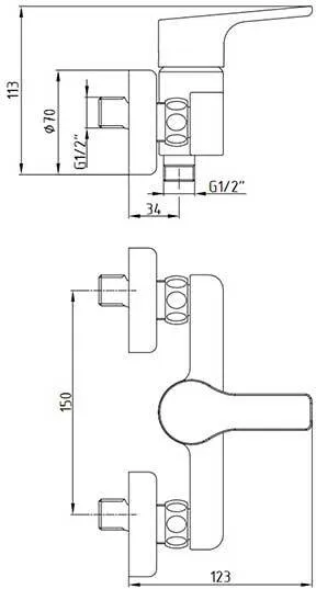 Смеситель для душа E.C.A. Luna 102154011EX