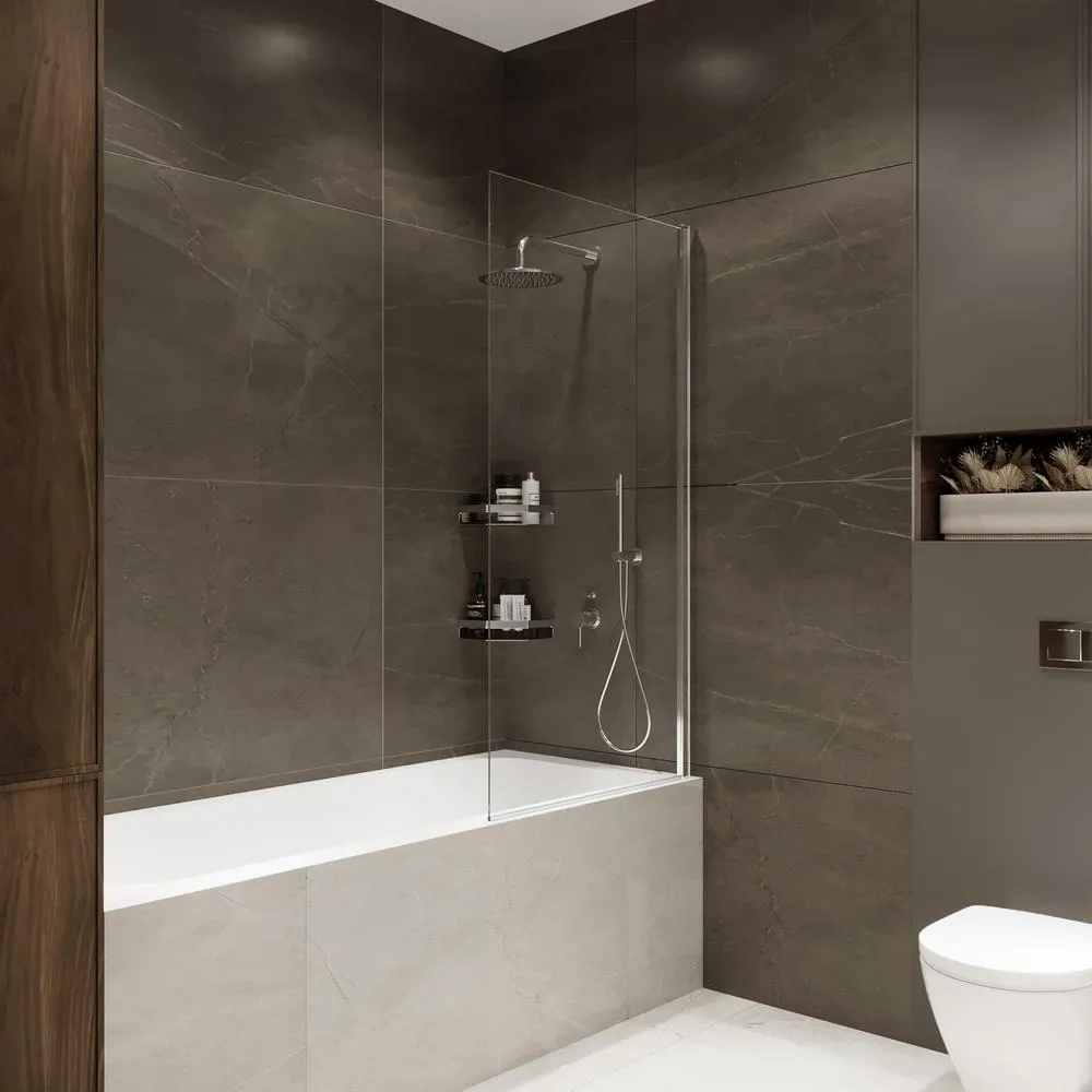 Шторка на ванну распашная Terminus Ното 150х70, хром