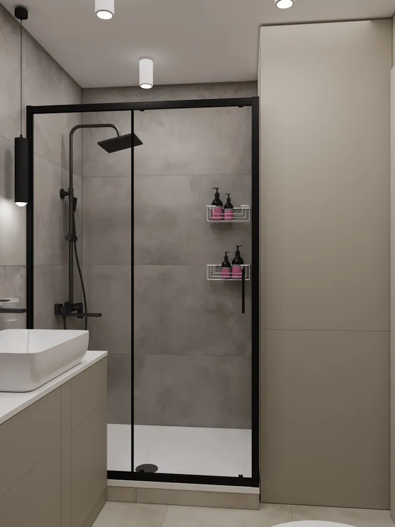 Душевая система Knotlor KN-23/GM, вороненая сталь