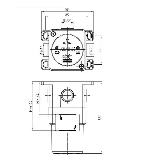 102167105C1EX-K + 102166102C1EX TIERA смеситель для душа (внешняя часть) матовый черный + скрытая часть матовый черный