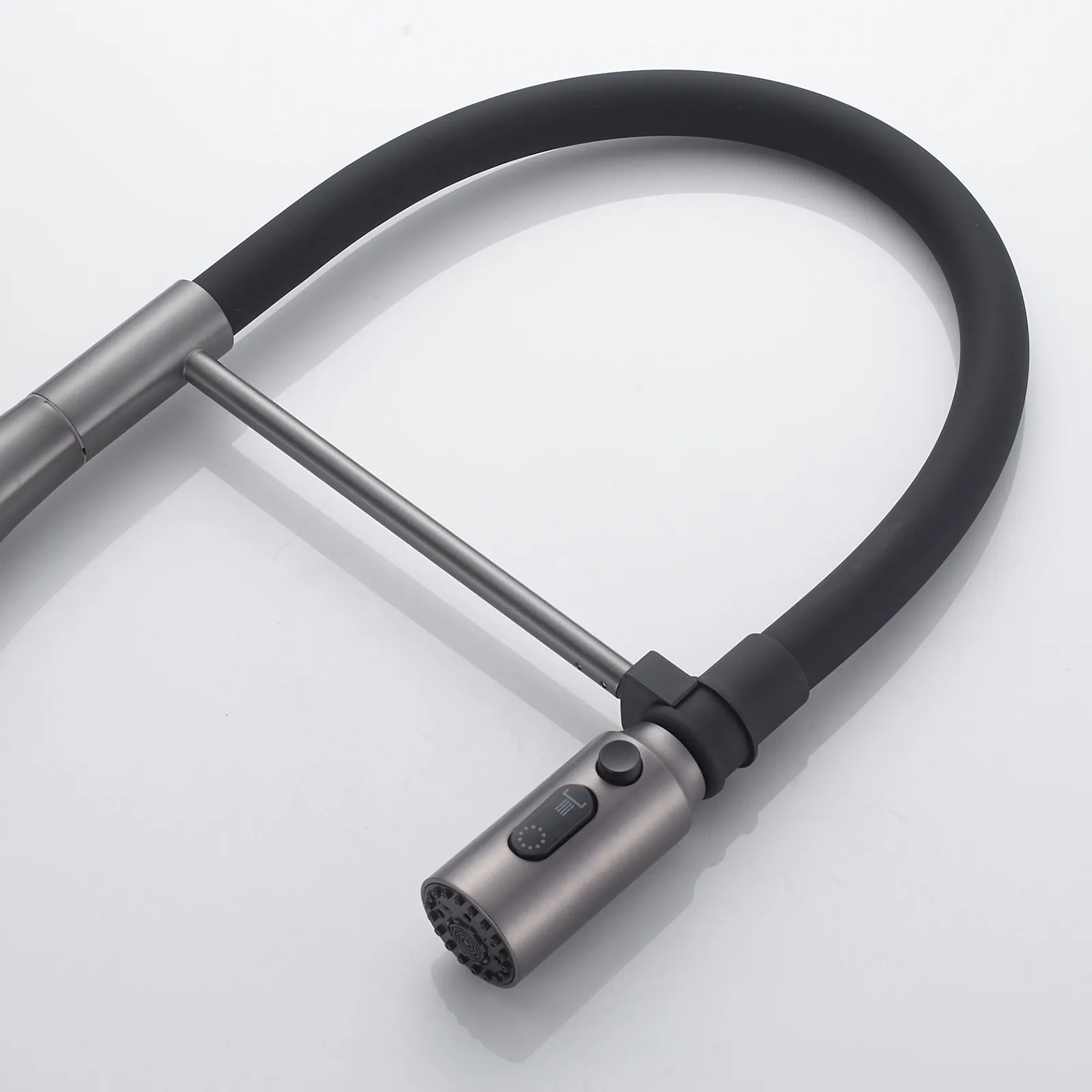 Смеситель для кухни с гибким изливом и режимом "душ" Shevanik S123T-3, оружейная сталь