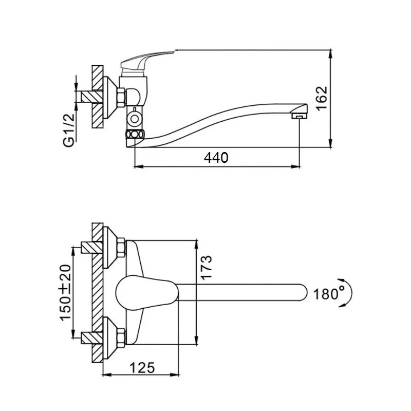 Смеситель для ванны D-Lin D140404-6, хром