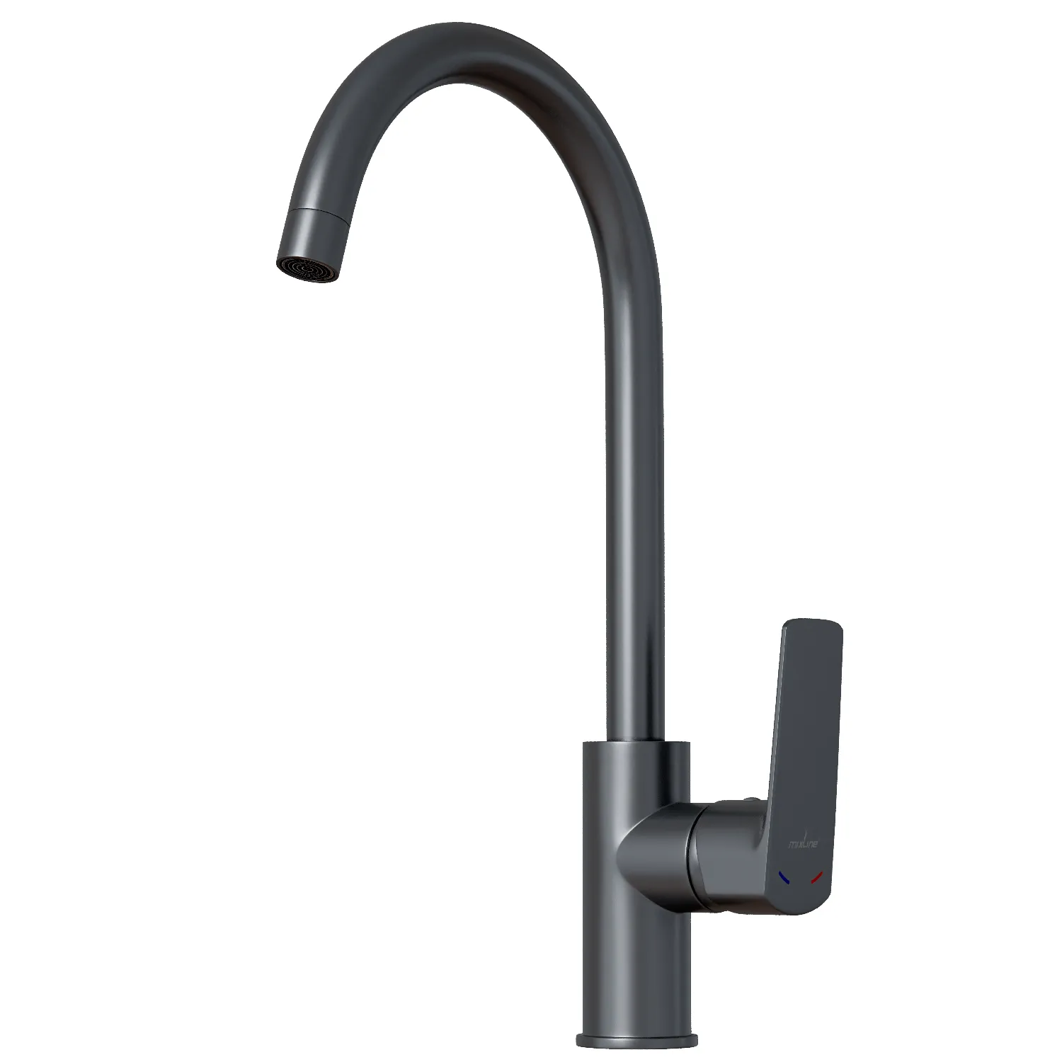 Смеситель для кухни 35k MIXLINE МЛ15-031(ML15-031GR)выс.излив б/отв бок п/гайку (без подводки)ГРАФИТ (556665)