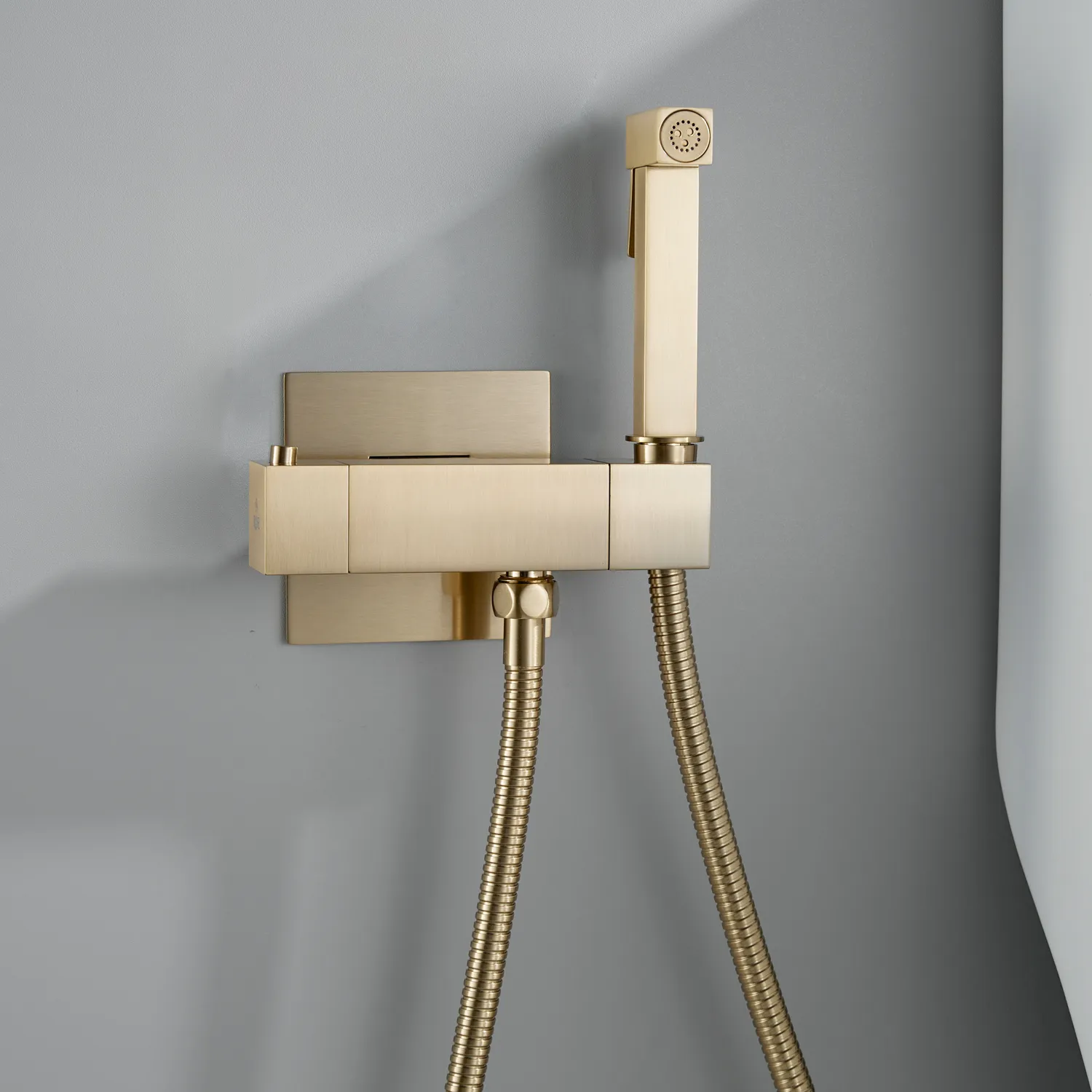 Гигиенический душ с термостатом Rose R965G, золотой сатин