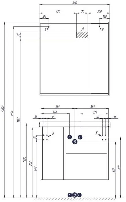 Зеркальный шкаф Акватон Стоун 80x83 1A228302SX010 белый