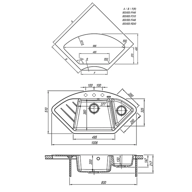 Кухонная мойка Florentina ВЕСТА 20.285.E1005.104, бежевый