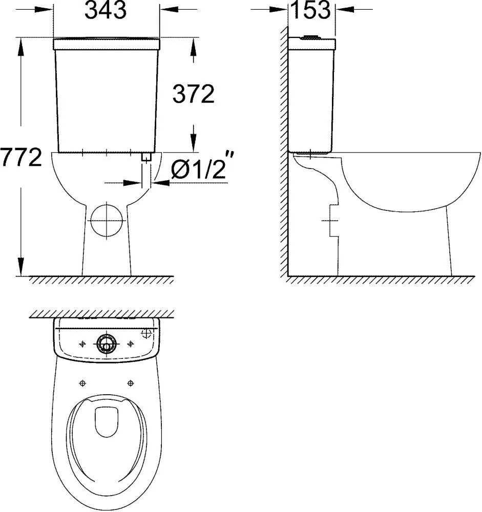 Смывной бачок для унитаза, Grohe Bau Ceramic 39436000