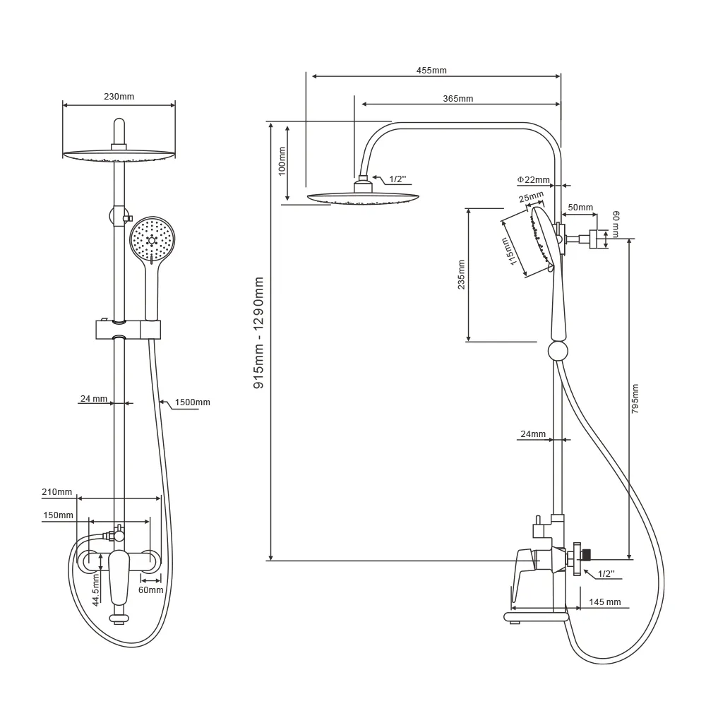 Душевая система WesnaArt NOVA NOV03-314, хром