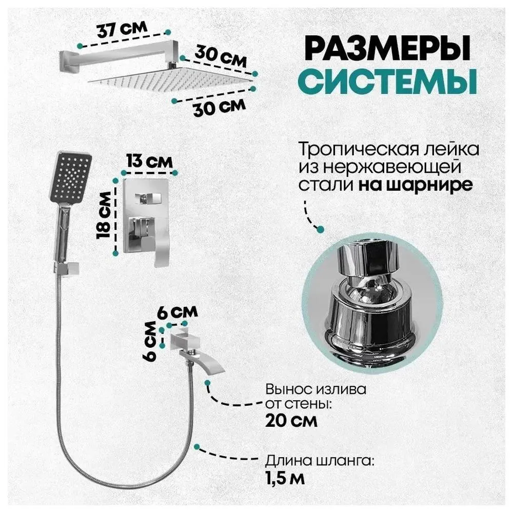 Душевая система встраиваемая Grocenberg GB5007CR, хром