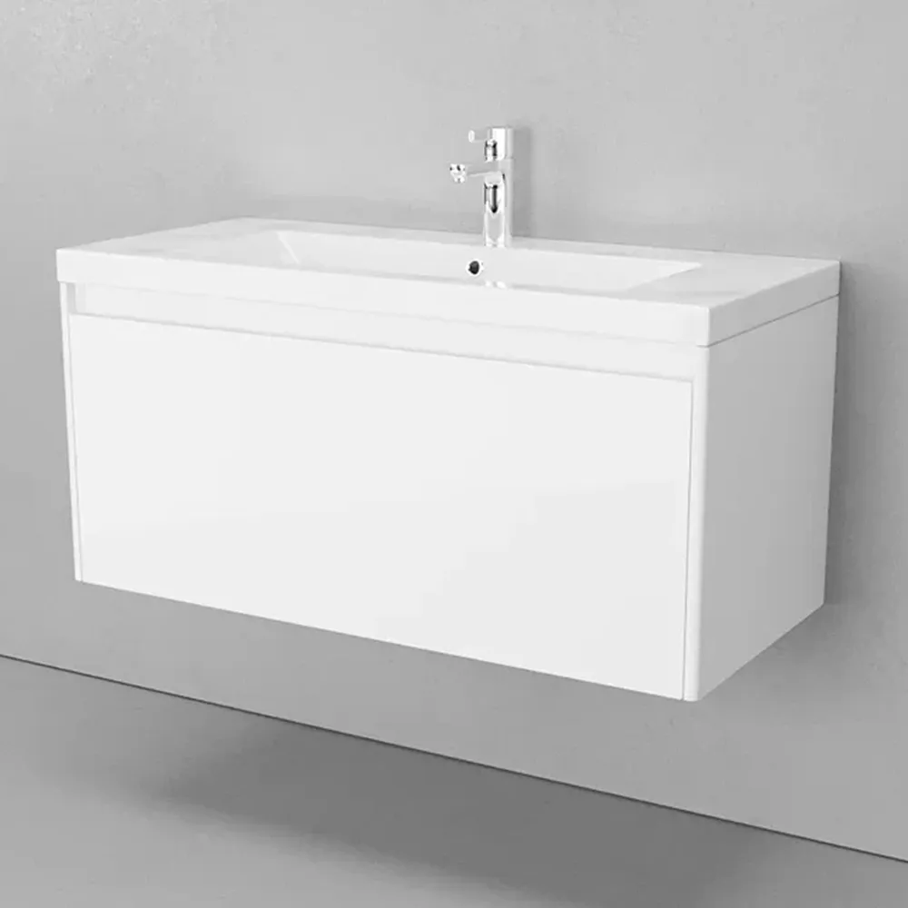 Тумба с раковиной подвесная Velvex Klaufs tp.KLA.MAR.100.1Y белый, 100 см