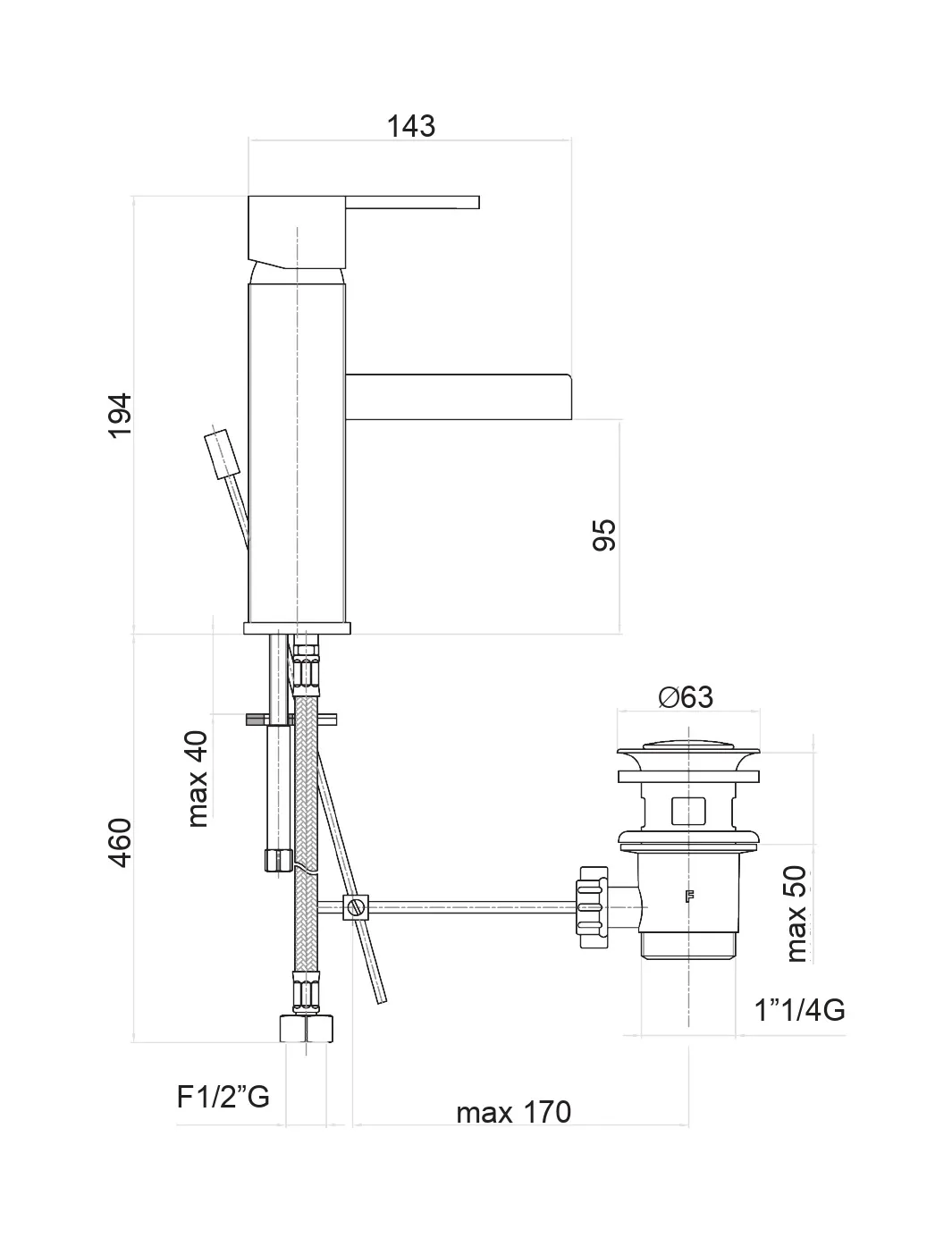 Смеситель для раковины Fiore XS 71CR7705, хром