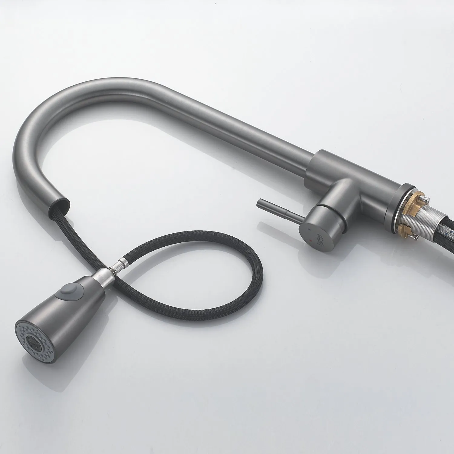 Смеситель для кухни с выдвижным изливом Raffine F213T, оружейная сталь