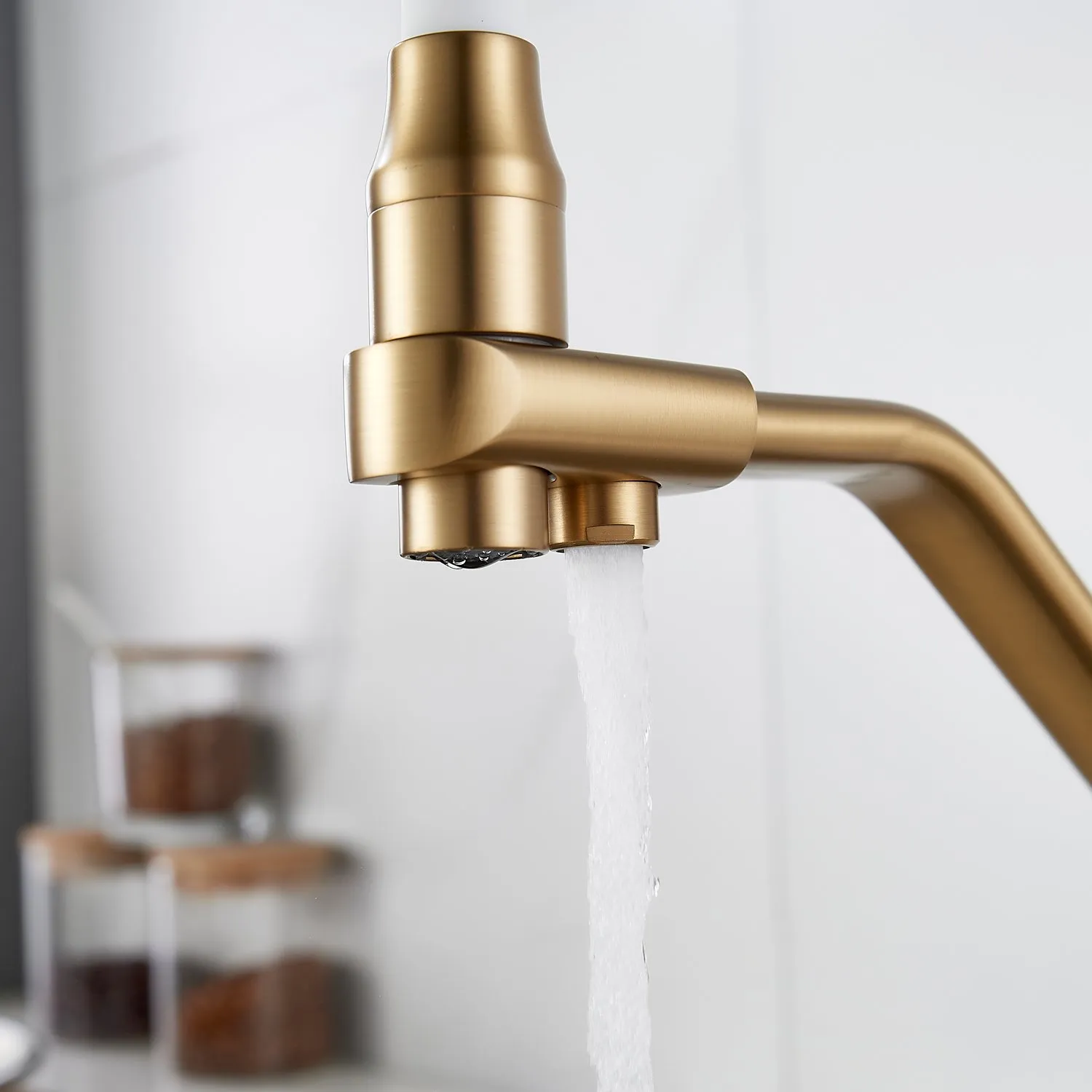 Смеситель для кухни с подключением фильтра воды Rose R558G, золотой сатин