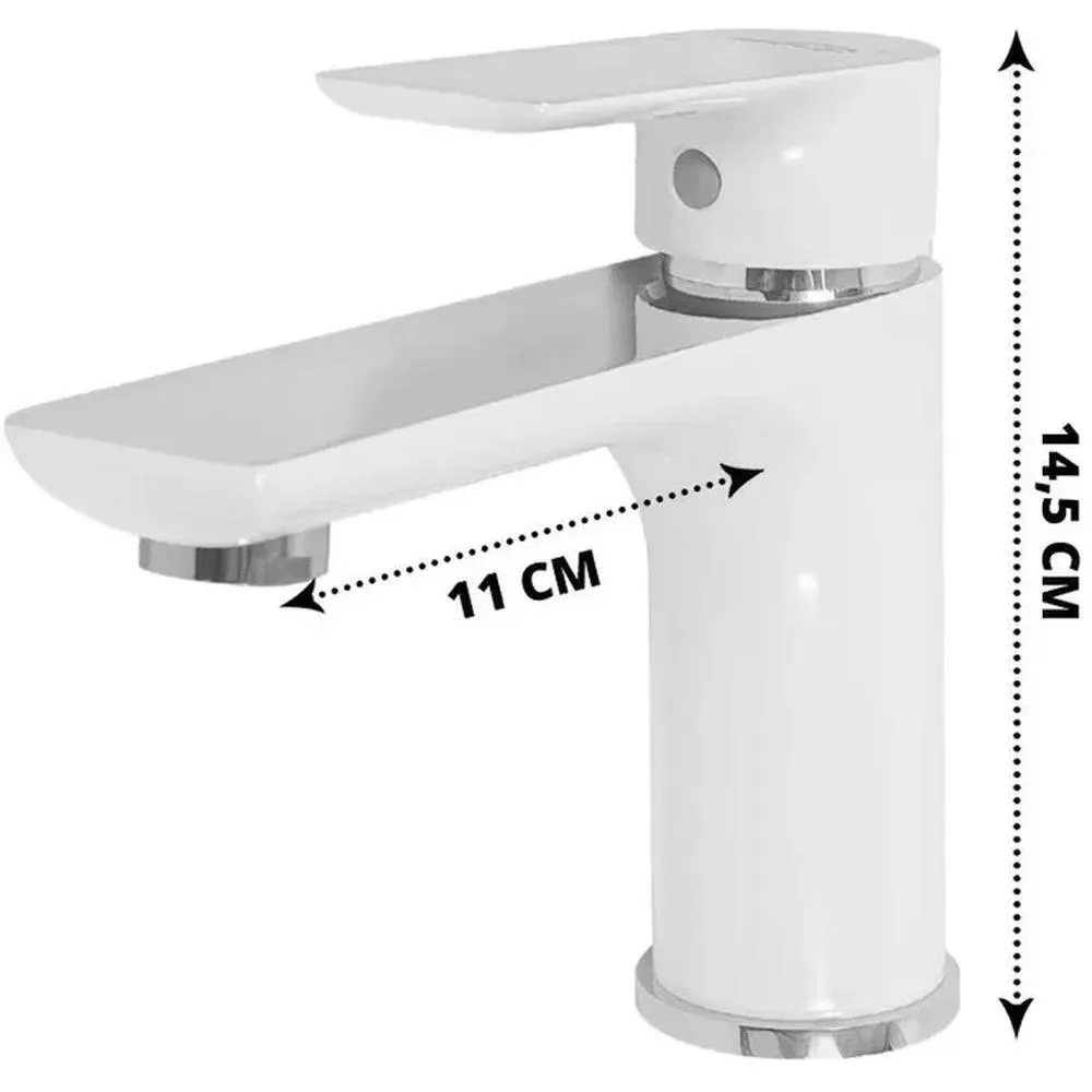 Смеситель для раковины Hansberge H1099W, белый/хром