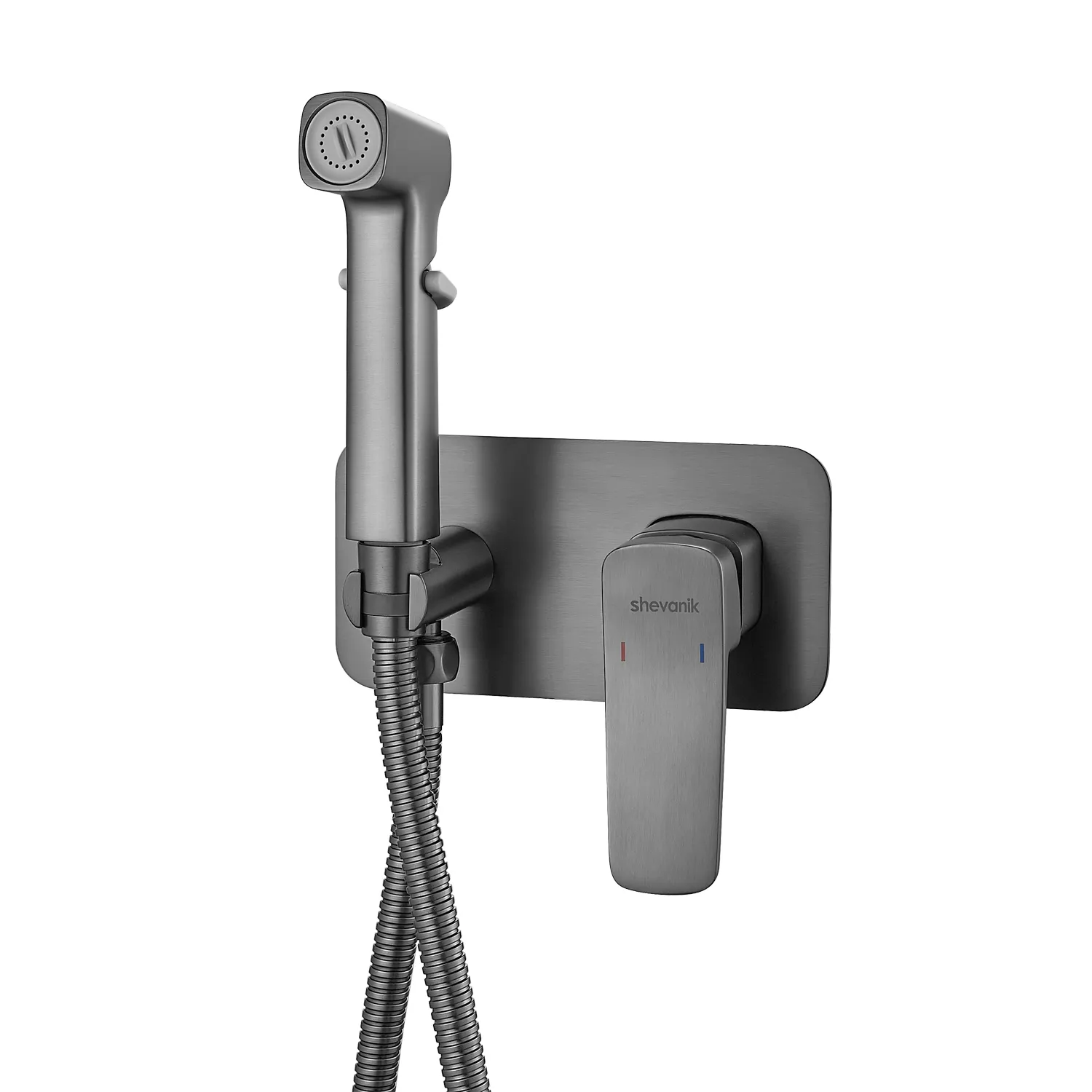 Гигиенический душ со смесителем Shevanik S9905T, оружейная сталь