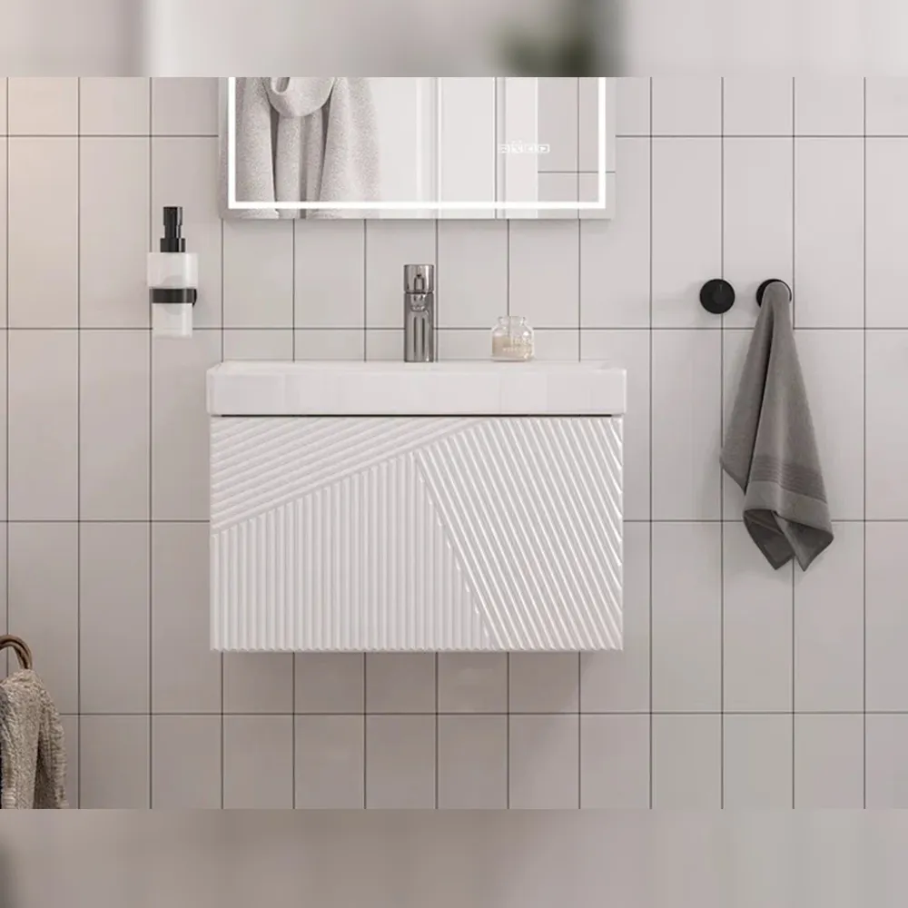 Тумба с раковиной подвесная Velvex Edge tp.EDG.9696.60.1Y белый глянец, 60 см