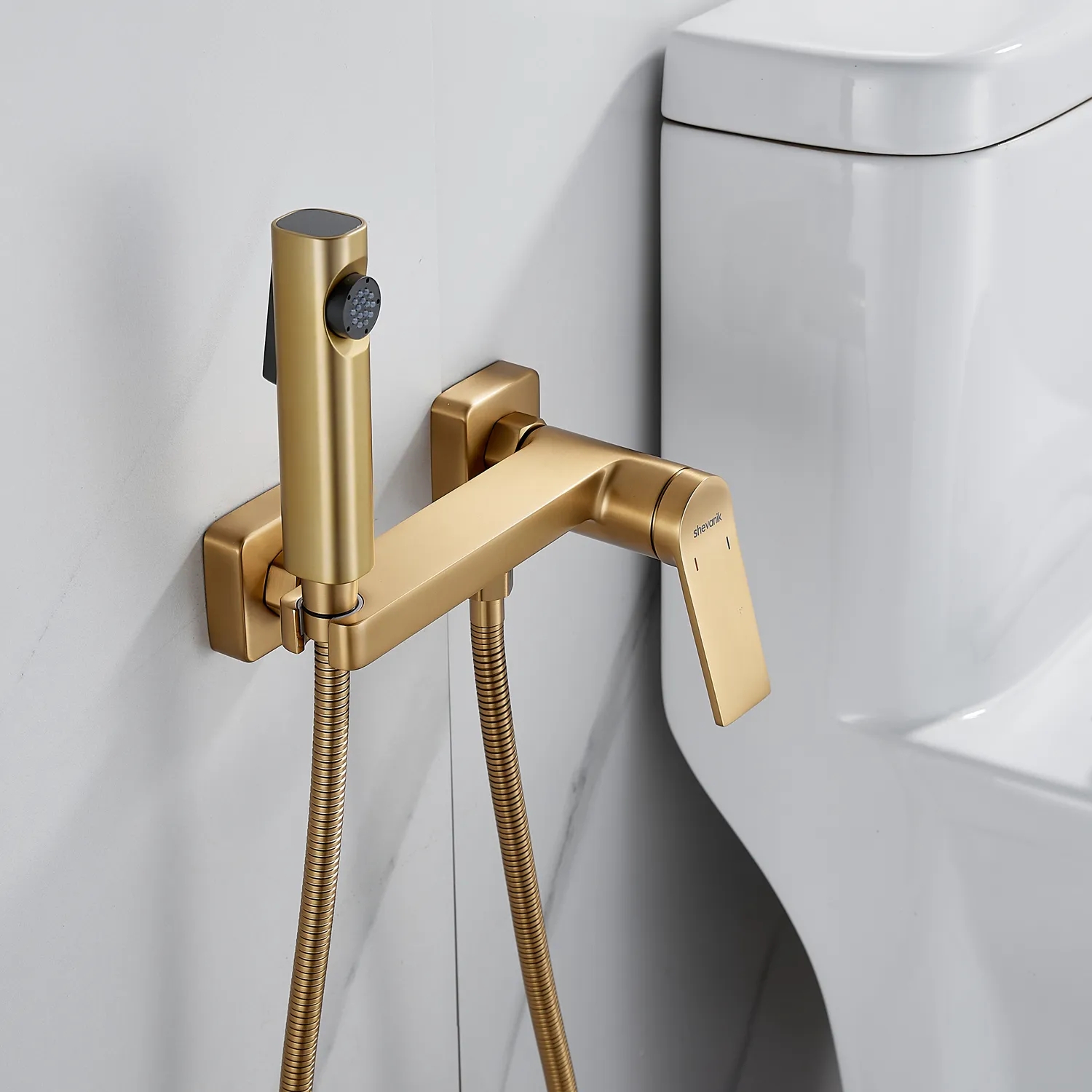 Гигиенический душ со смесителем Shevanik S4105G-1, золотой сатин
