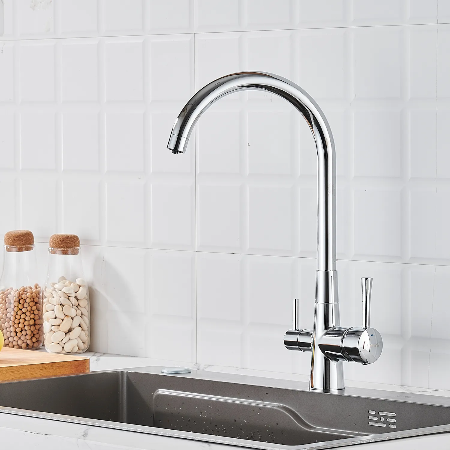 Смеситель для кухни с подключением фильтра Shevanik S428, хром