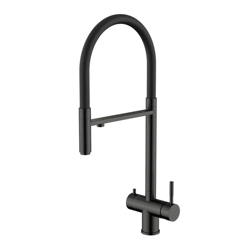 Смеситель для кухни с подключением фильтра Knotlor SS-16/GM, вороненая сталь