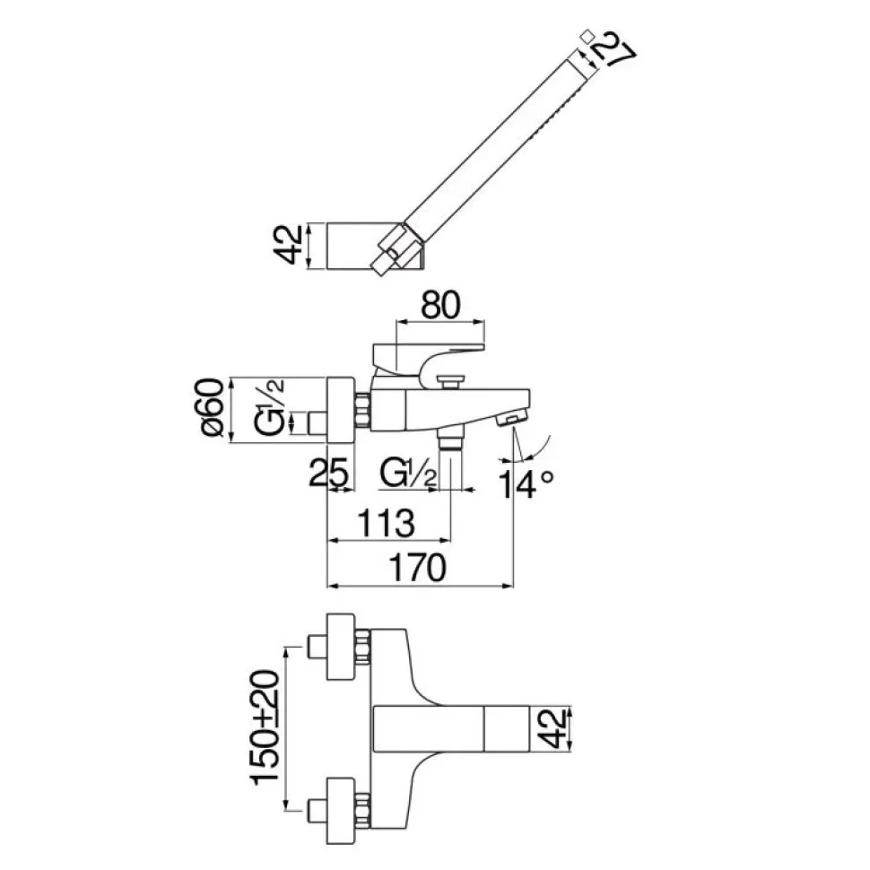 Смеситель для ванны Nobili Seven SE124110CR Chrome