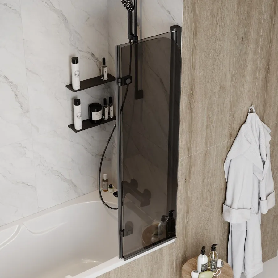 Шторка на ванну 80х140 см Maretti Valentina VA41R8014098-560, профиль черный