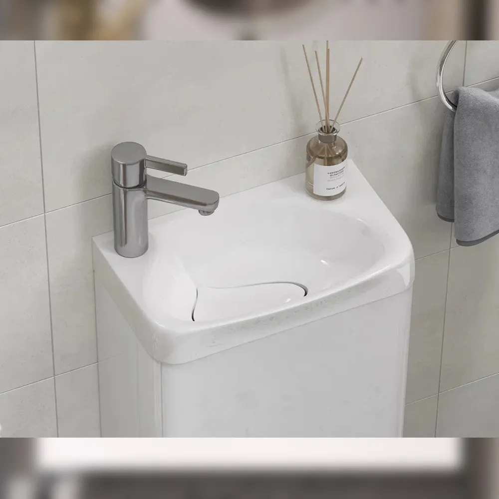 Тумба с раковиной подвесная Velvex Bio tp.BIO.BIO.MAXI.40.1D белый глянец, 40 см