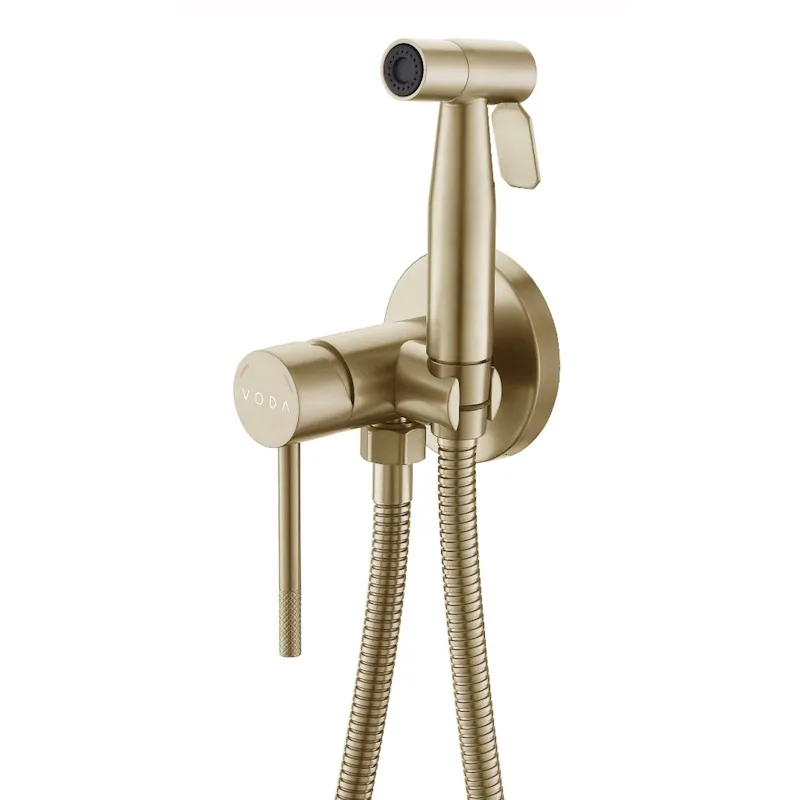 Гигиенический душ со смесителем встраиваемый VODA VSL01G, золотой сатин