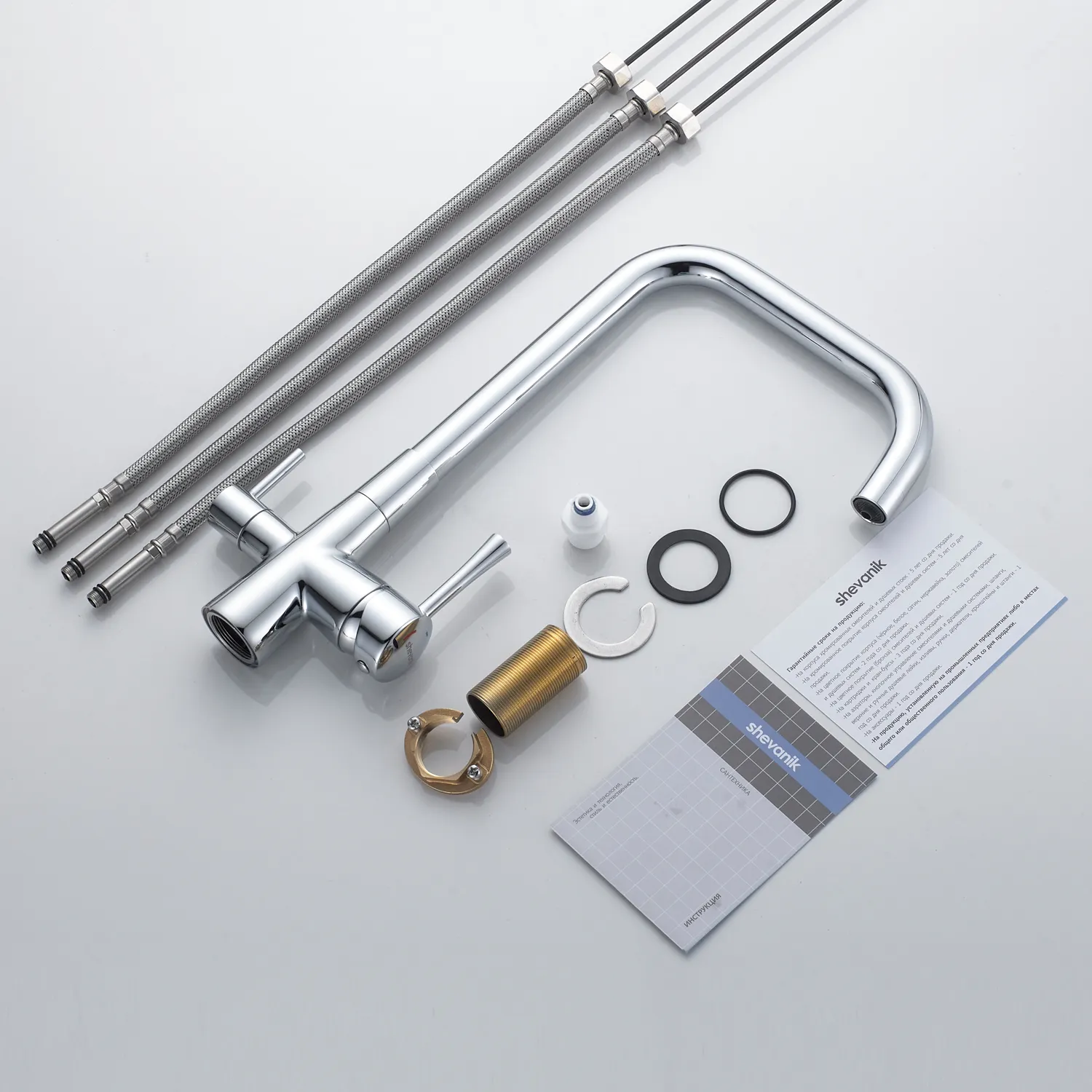 Смеситель для кухни с подключением фильтра Shevanik S528, хром