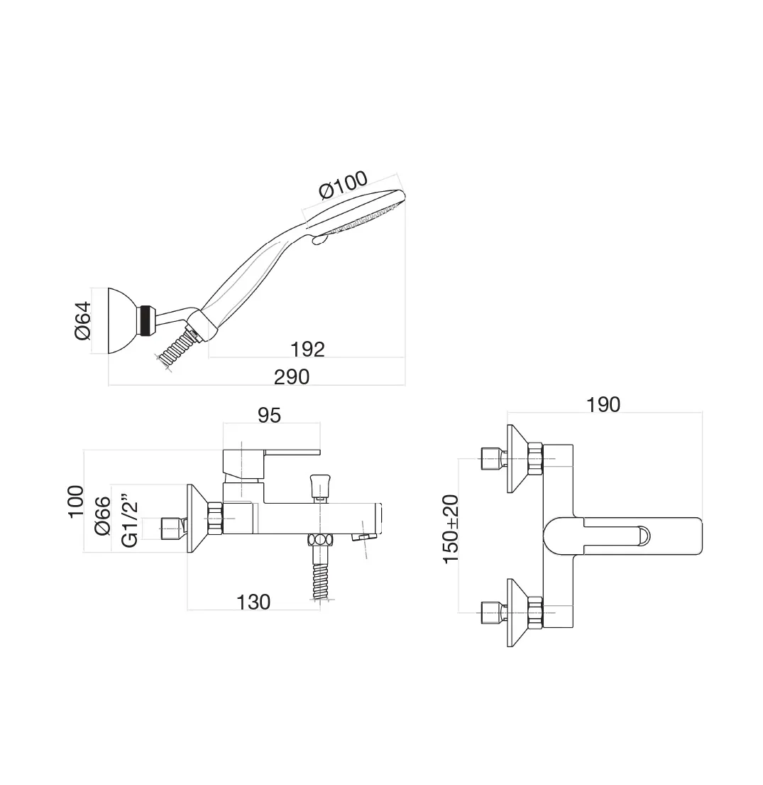 Смеситель для ванны Fiore KALOS 76CR7450, хром