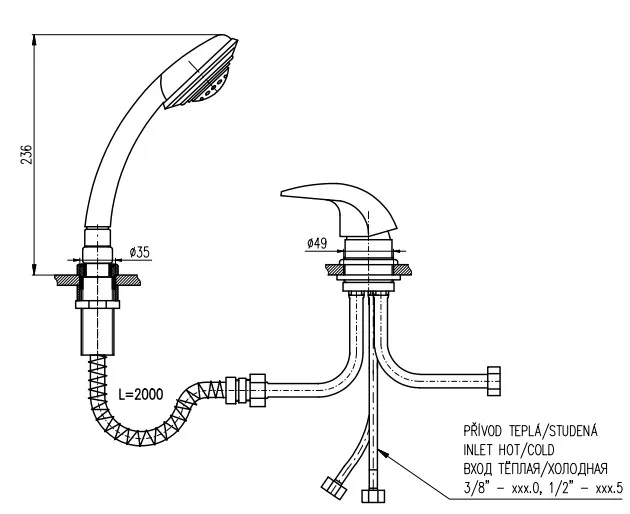 Смеситель на борт ванны Rav Slezak Dunaj D475.5YZ
