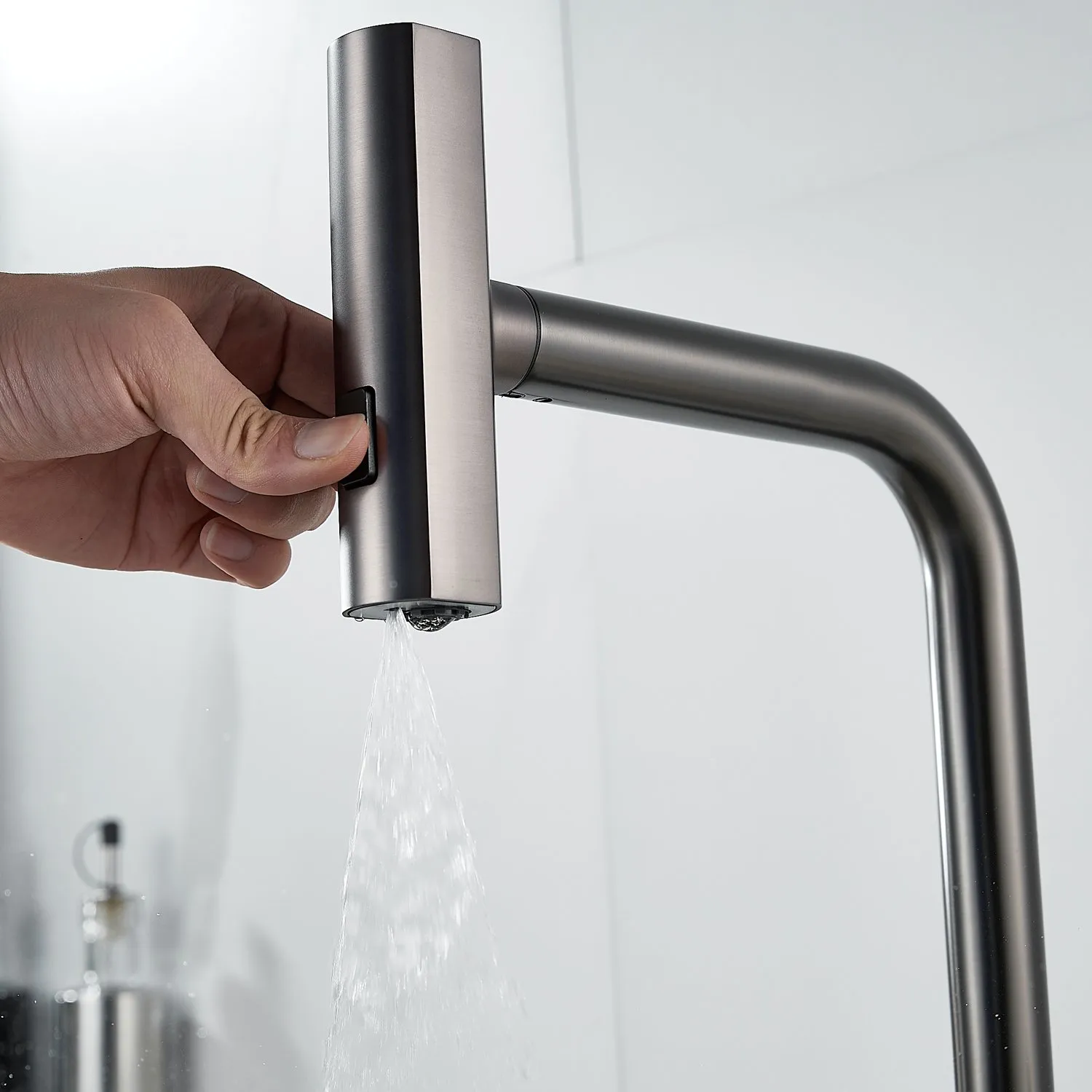 Смеситель для кухни с мультифункциональным изливом Raffine F203T, оружейная сталь