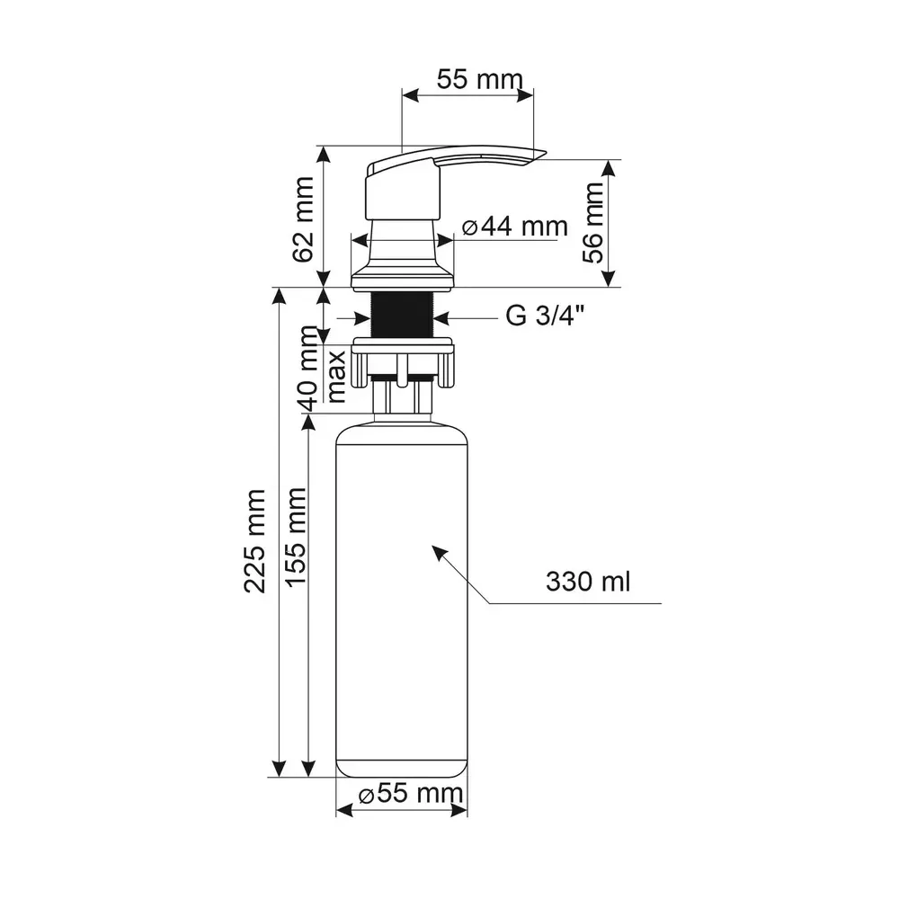 Дозатор для моющего средства Ulgran Quartz UQ-02-09, асфальт