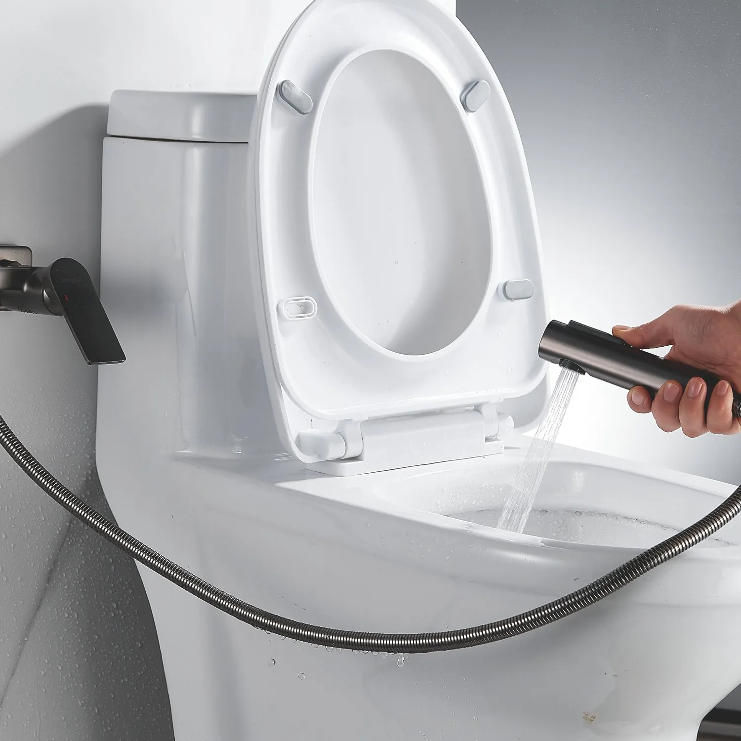 Гигиенический душ со смесителем Shevanik S4105T-1, оружейная сталь