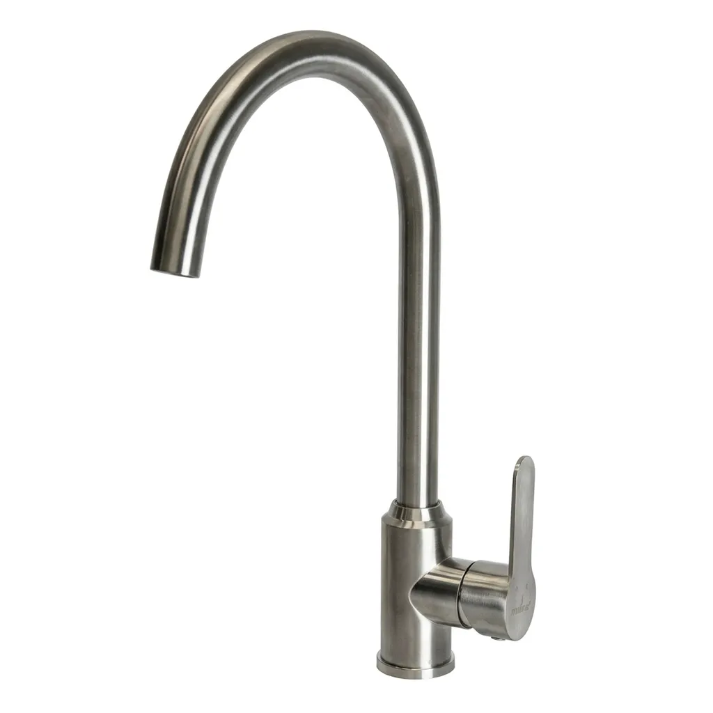 Смеситель для кухни 35k MIXLINE МЛНС-0405 (MLSS-0405) трубчатый излив, п/гайку САТИН (558434)