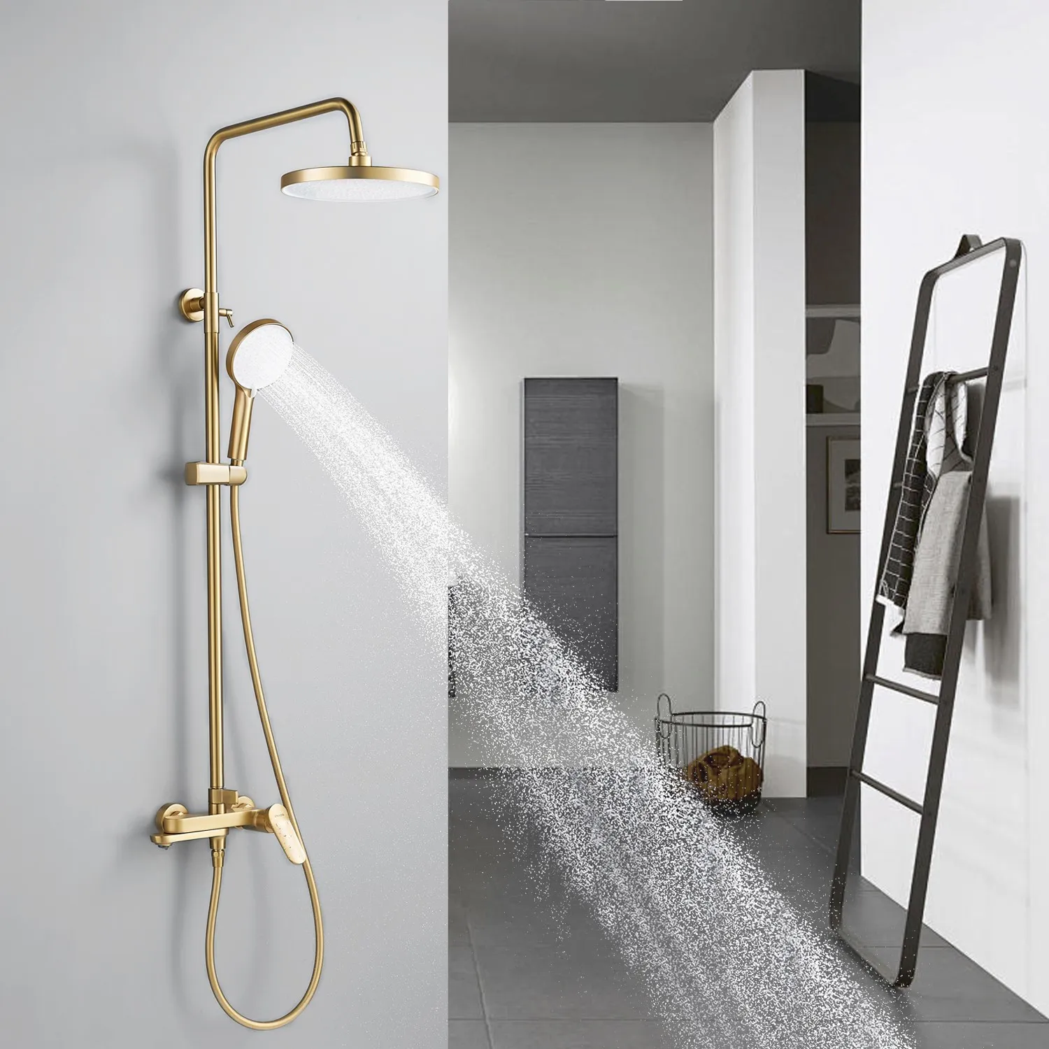 Душевая система Shevanik S4336G, золотой сатин