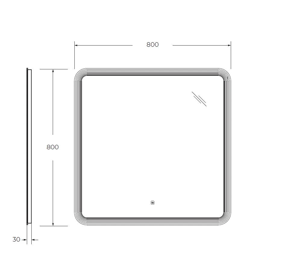 Зеркало с лазерной гравировкой и подсветкой Cezares Duet 800x800x30 (CZR-SPC-DUET-800-800-LED-TCH)